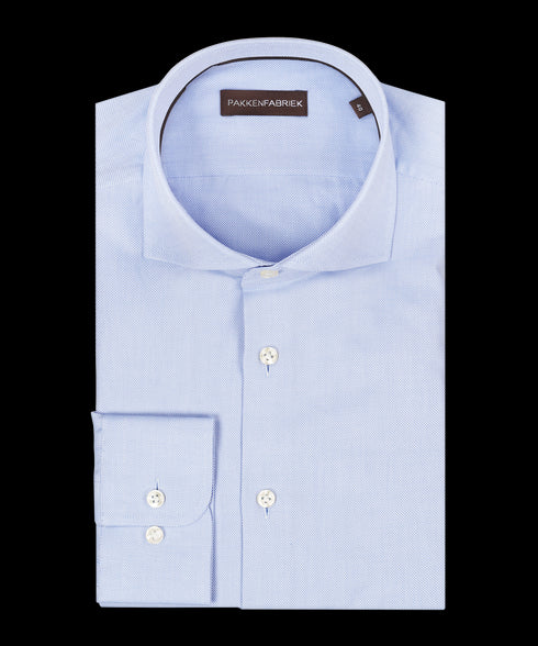 Royal blue oxford overhemd met wide spread kraag
