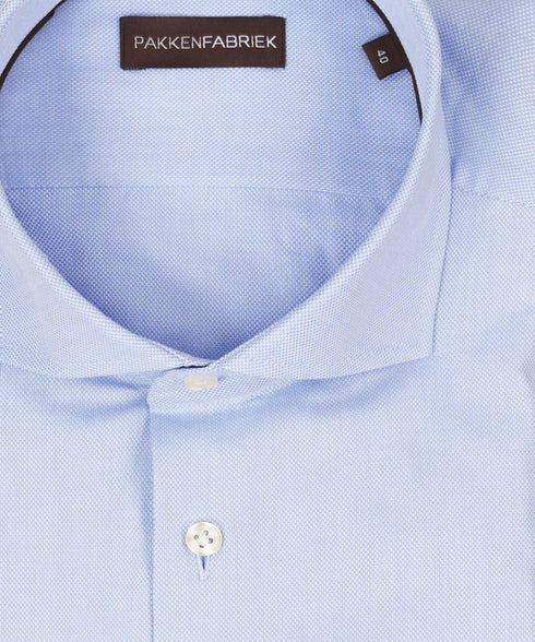 Royal blue oxford overhemd met wide spread kraag