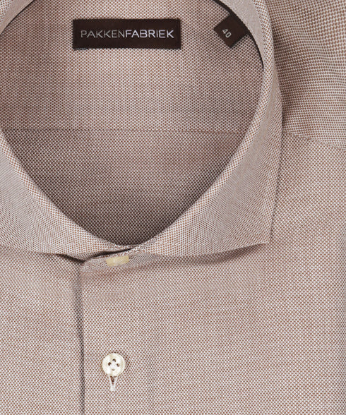 Royal light brown oxford overhemd met wide spread kraag