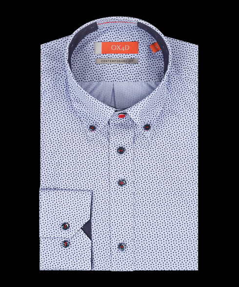 Lichtblauw twill overhemd met print