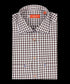 Oxford overhemd met bruin-witte ruit en dubbele borstzak