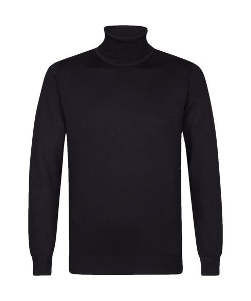 Zwarte coltrui met geribde boord