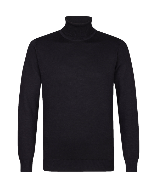 Zwarte coltrui met geribde boord