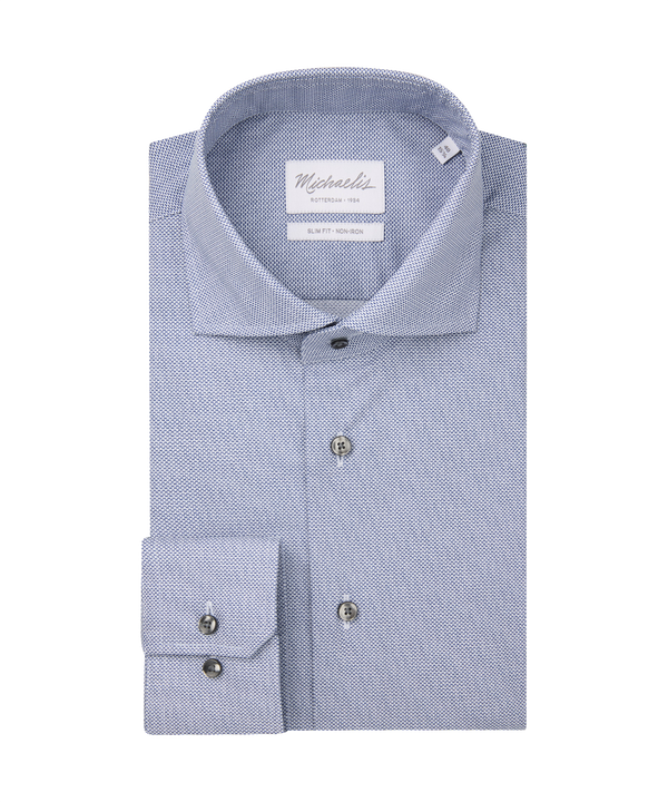 Blauw overhemd met kleine halve rondjes