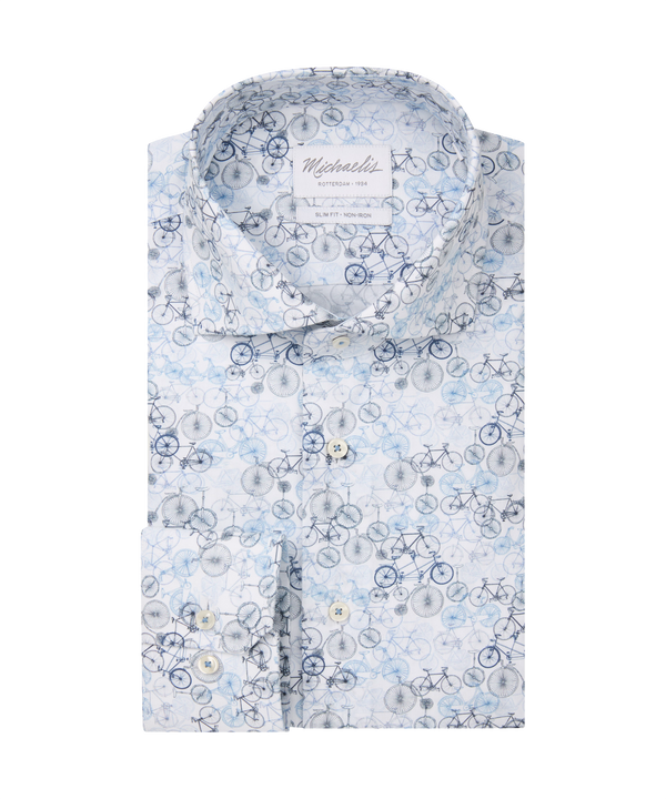 Vrolijk fietsjes overhemd met lichte knopen