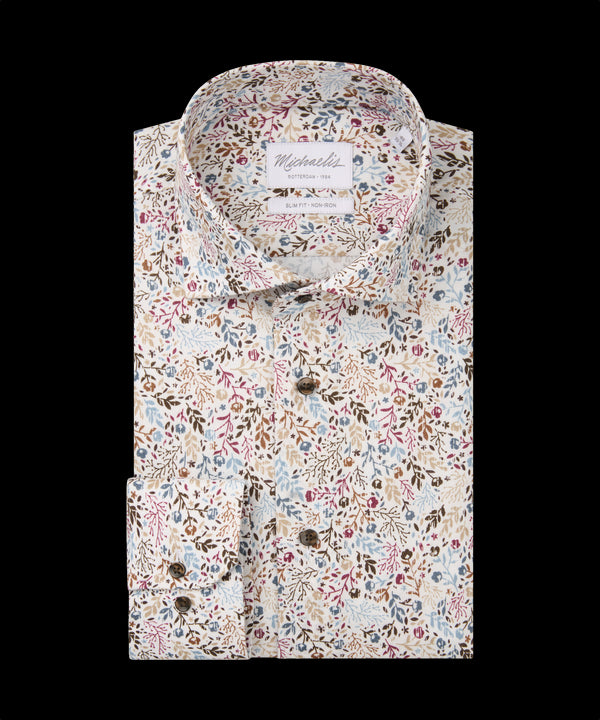 Opvallend overhemd met vrolijke herfstbloemen