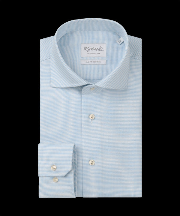 Lichtblauw pied-de-poule overhemd