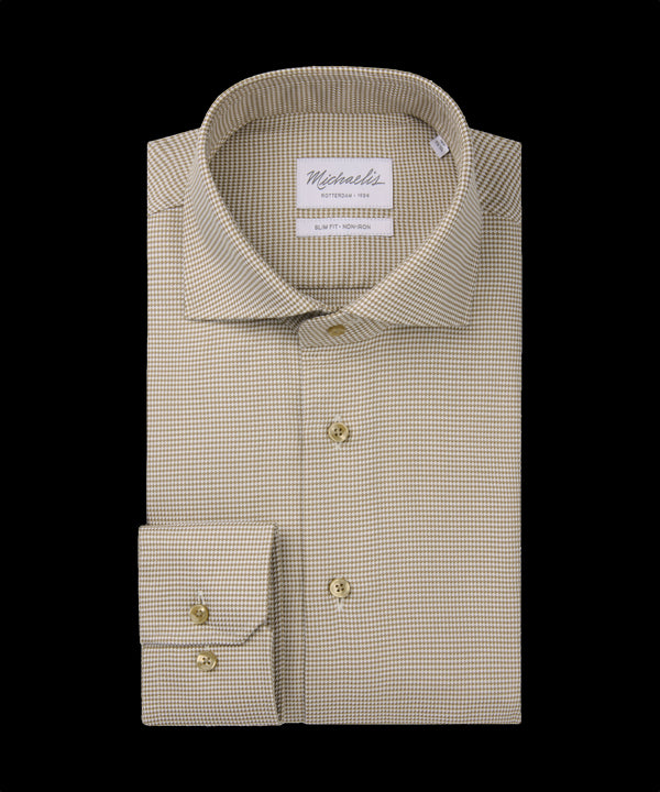 Lichtbruin pied-de-poule overhemd