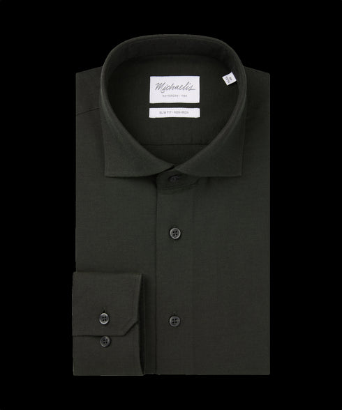 Nachtzwart overhemd met donkere knopen