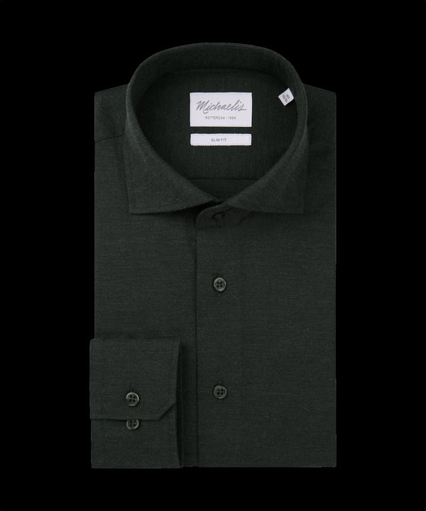 Antraciet geweven overhemd met zwarte knopen