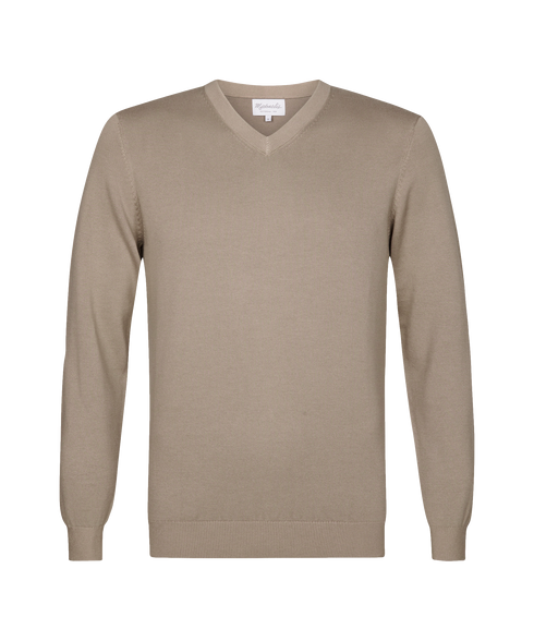 Bleekbruine trui met v-hals