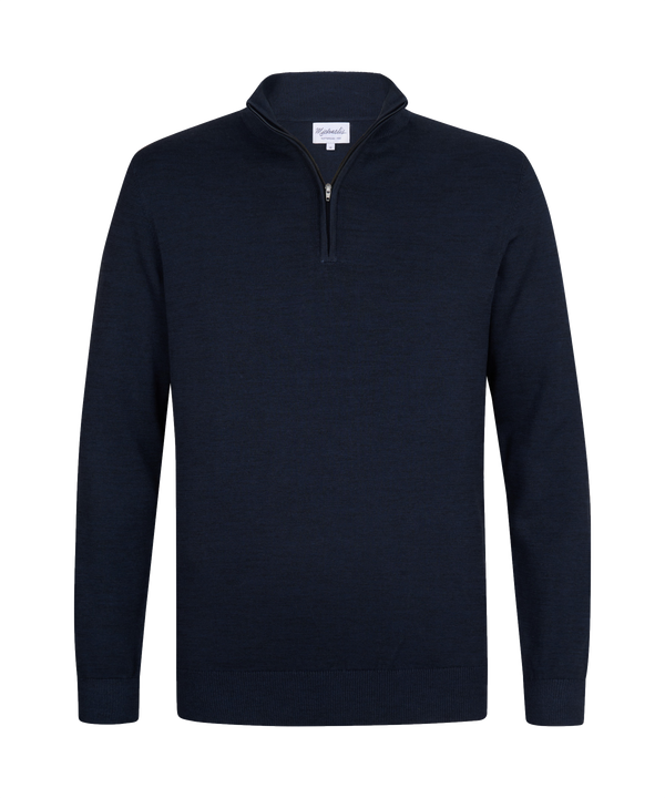 Nachtblauwe pullover met halflange rits