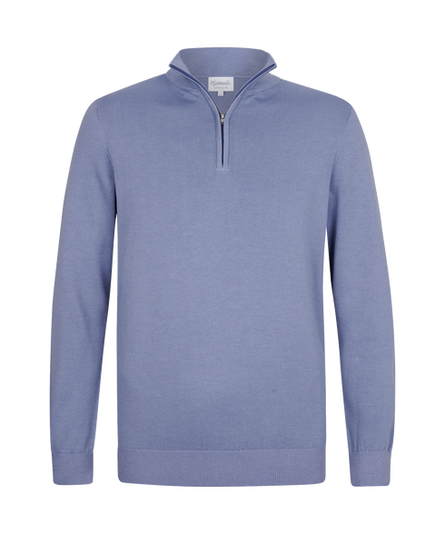 Hemelblauwe pullover met halflange rits