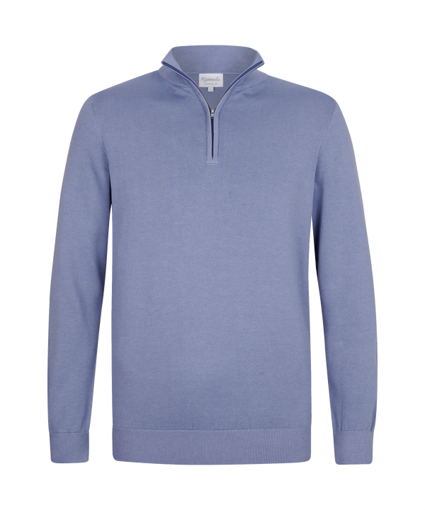 Hemelblauwe pullover met halflange rits