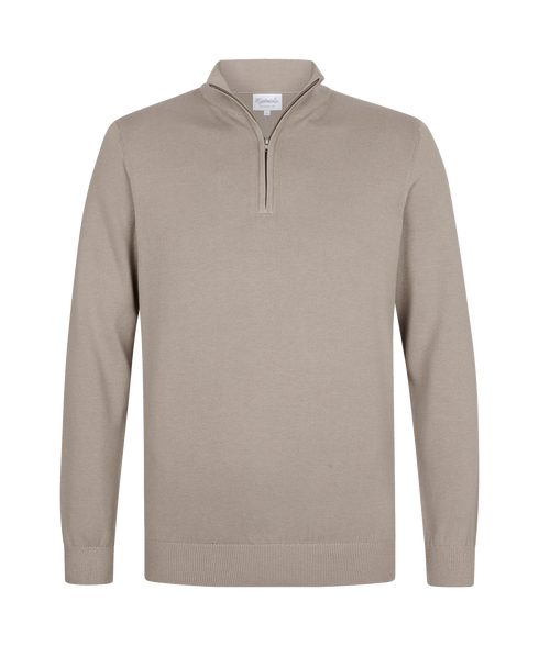 Bleekbruine pullover met halflange rits