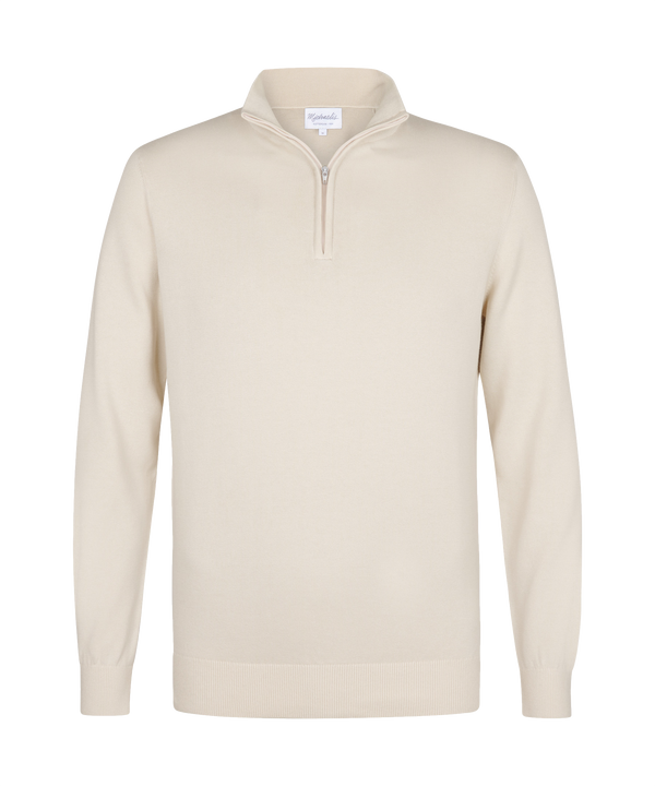 Ivoorwitte pullover met halflange rits