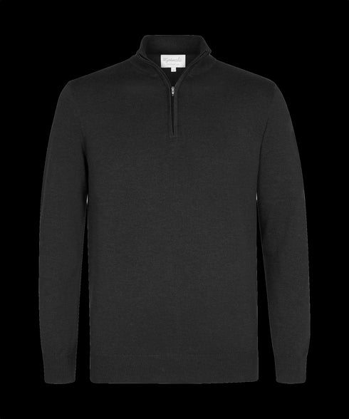 Zwarte trui met halflange zip