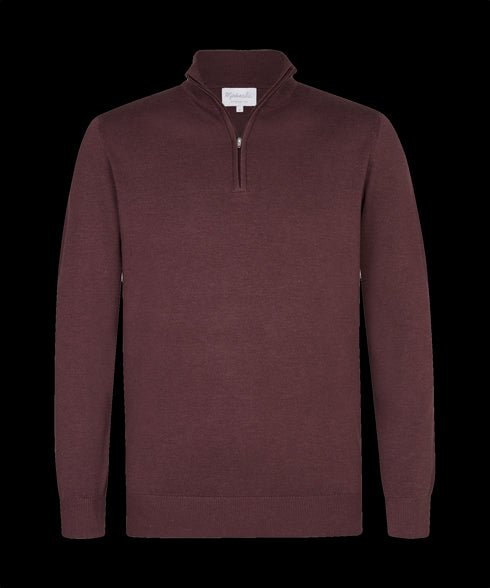 Wijnrode trui met halflange zip