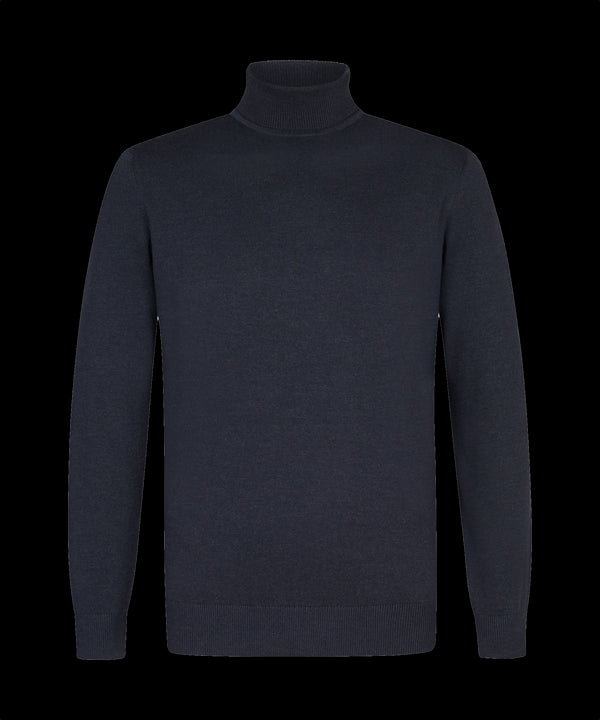 Middennachtblauwe geribde coltrui