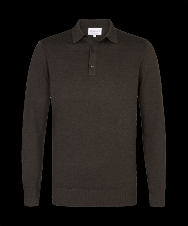 Chocoladebruine polo met lange mouwen