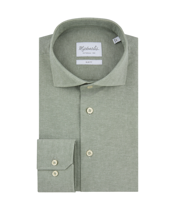 Groen gemeleerd overhemd met lichte knopen