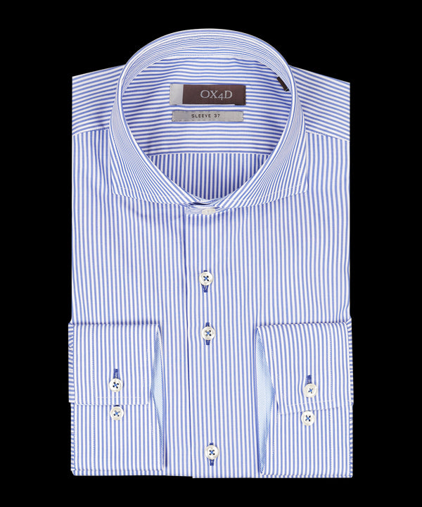 Blauw-wit gestreept overhemd (Extra lange mouwen)