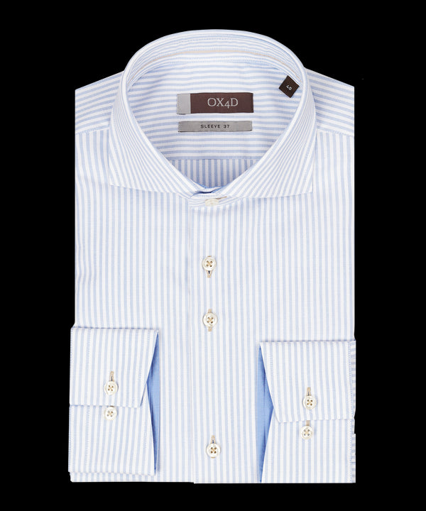 Lichtblauw-wit gestreept overhemd (Extra lange mouwen)
