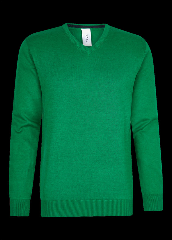 Felgroene pullover met V-hals