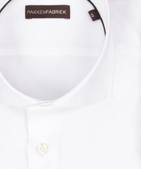 Royal twill wit overhemd met wide spread kraag