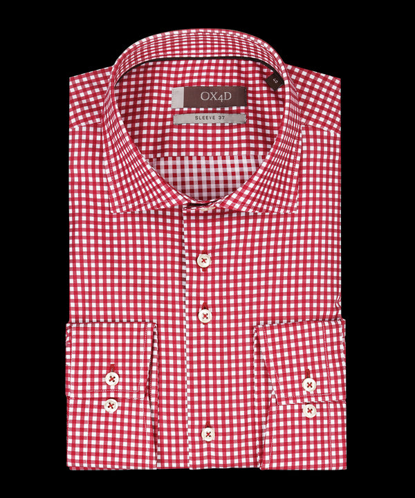 Royal rood geruit overhemd (Extra lange mouwen)