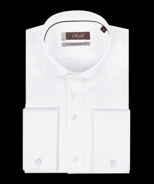 Wit overhemd met dubbele manchetten